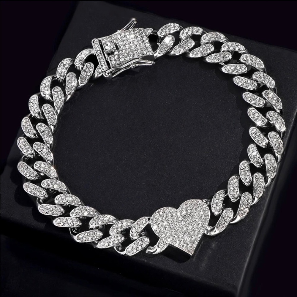 Cuban link heart anklet